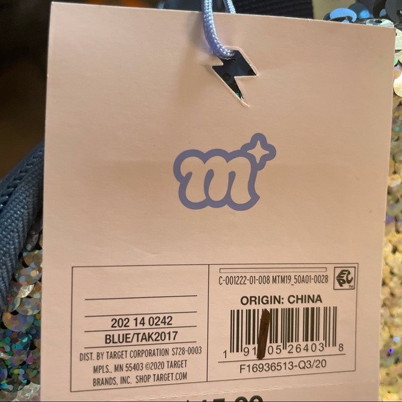 NWT more than magic mini flip sequin backpack blue silver - Picture 5 of 6